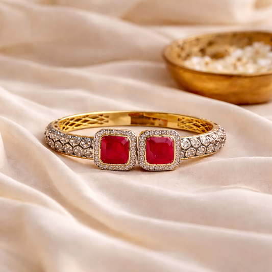 Ellevastar Ruby Red American Diamond Bracelet for Women