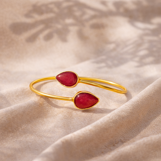 Ellevastra Ruby Teardrop Open Cuff Bracelet
